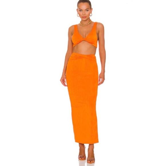 Superdown Joana Maxi Skirt Set in Tangerine Orange size Small - Picture 1 of 9